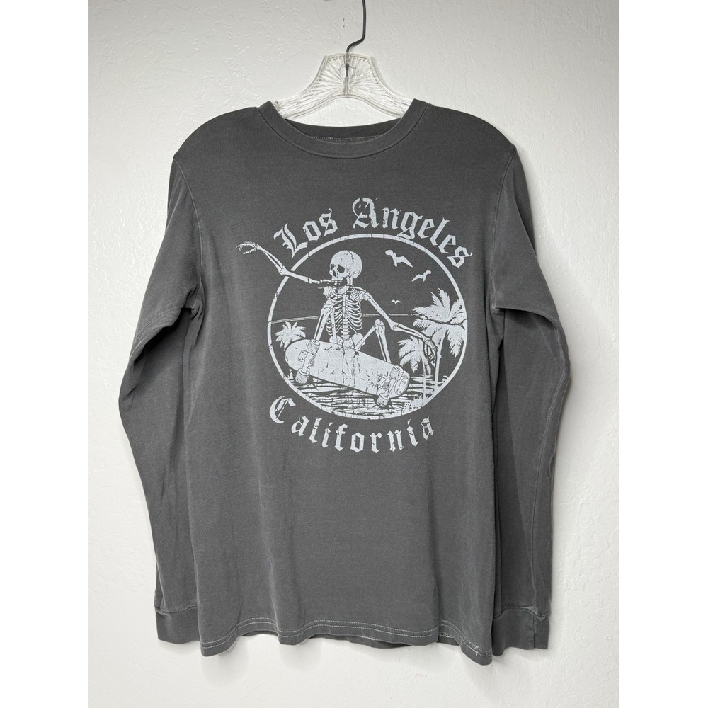 Full Tilt Los Angeles CA Graphic Gray T-Shirt Size XS‎ Skate Surf Beach Skeleton